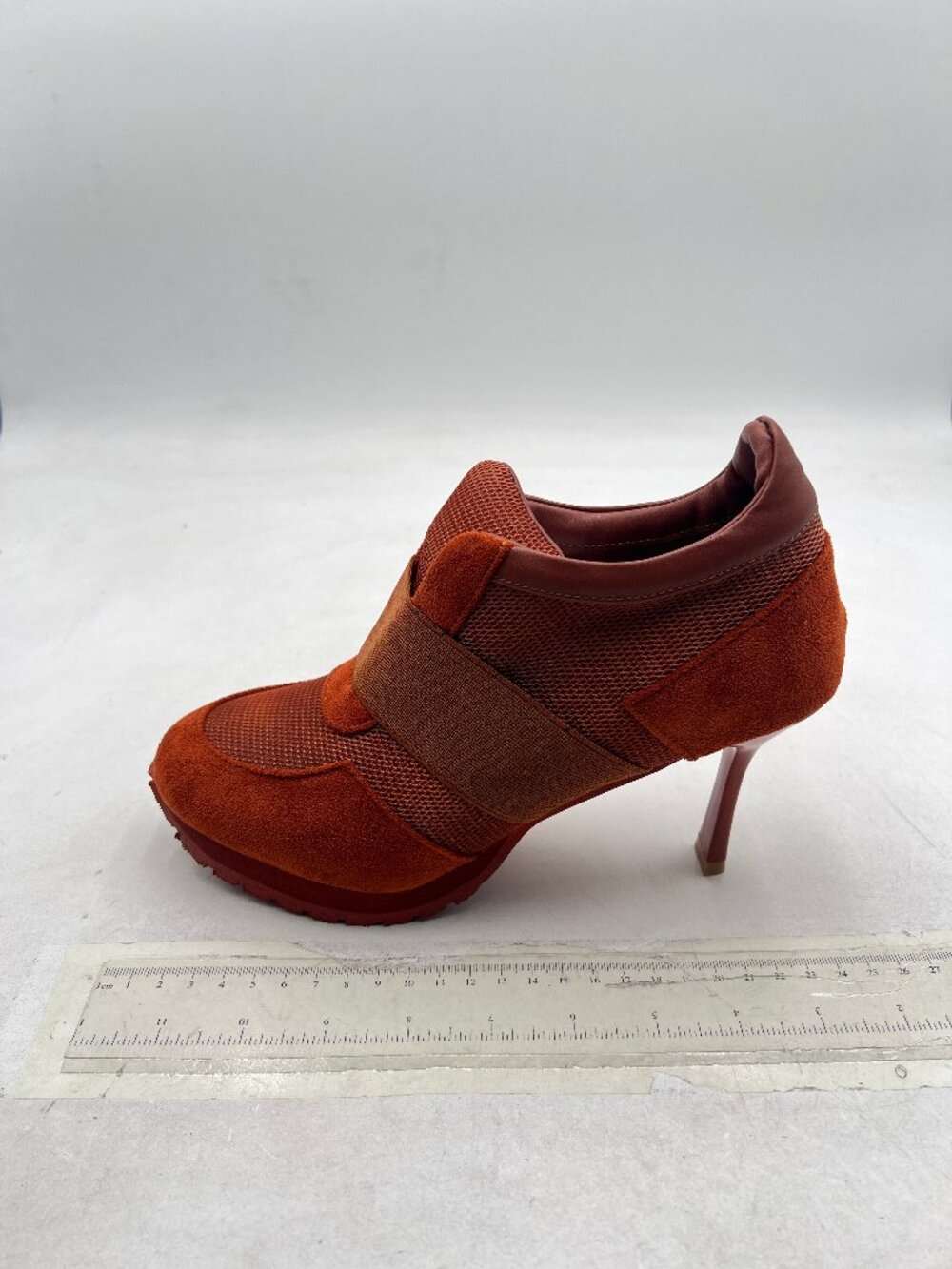 Brown Sneaker Heels for Women High Heel Tennis Dressy Round T-Toe Suede Shoe